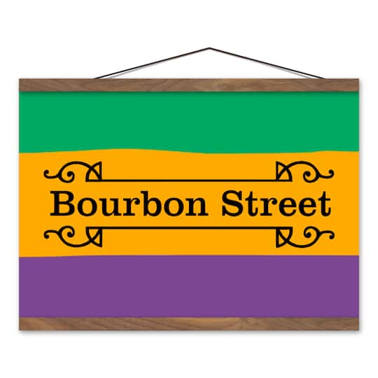 Bourbon Street Stripes Teak Hanging Canvas